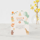 子供の動物をテーマにした誕生日パーティーの招待状 カード (黄色い花)