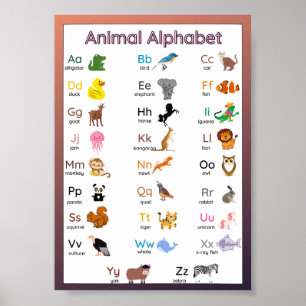 子供の動物アルファベット壁チャートポスター ポスター