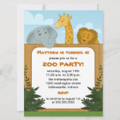 子供の動物園のバースデーパーティ招待状 招待状 (正面)