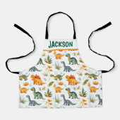 子供の可愛いパーソナライズされた恐竜パターン エプロン (正面)