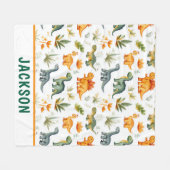 子供の可愛いパーソナライズされた恐竜パターン フリースブランケット (正面(横))