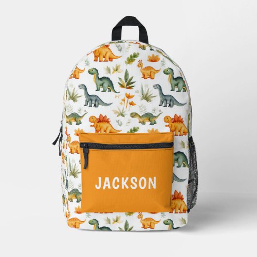 子供の可愛いパーソナライズされた恐竜パターン プリントバックパック (正面)