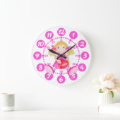 子供の可愛いラグドールハートアートピンクのホワイトクロック ラージ壁時計 (ホーム)