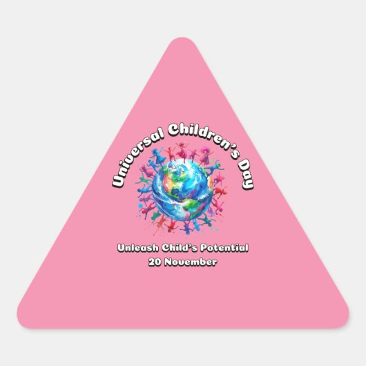 子供の可能性を解き放つ。世界の子どもの日。 三角形シール (正面)