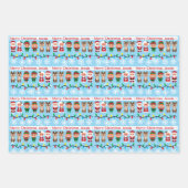 子供の名前かわいいクリスマスサンタトナカイ小妖精や小人3 ラッピングペーパーシート (正面3)