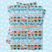 子供の名前かわいいクリスマスサンタトナカイ小妖精や小人3 ラッピングペーパーシート