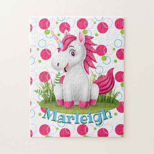 子供の名前かわいいユニコーンパズル学の活動 ジグソーパズル (縦)