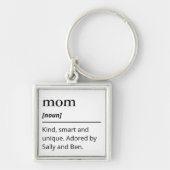 子供の名前が黒と白のママ定義 キーホルダー (正面)