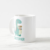 子供の名前で愛らしい恐竜の本の恋人 コーヒーマグカップ (正面左)