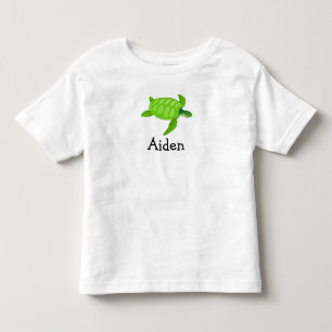 子供の名前と名前入りなかわいいウミガメ トドラーTシャツ