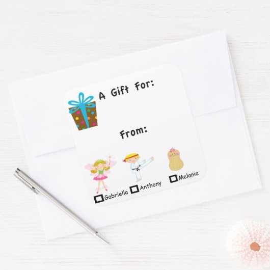 子供の名前のステッカーで愛らしい贈り物ラベル スクエアシール (封筒)