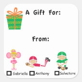 子供の名前のステッカーで愛らしい贈り物ラベル スクエアシール (正面)