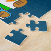 子供の名前の帽子パズルを持つウサギ。 ジグソーパズル (側面)