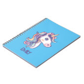 子供の名前の魔法のキュートなスパークリーなパステルユニコーン ノートブック (左側)