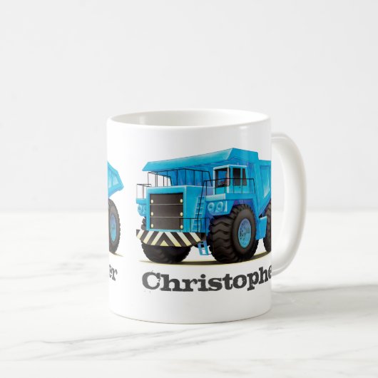 子供の名前をカスタムするの建築のダンプトラック コーヒーマグカップ (正面右)