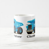 子供の名前をカスタムするの建築のダンプトラック コーヒーマグカップ (中央)