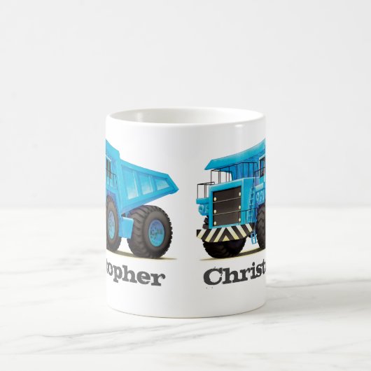 子供の名前をカスタムするの建築のダンプトラック コーヒーマグカップ (中央)