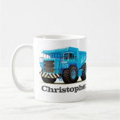 子供の名前をカスタムするの建築のダンプトラック コーヒーマグカップ (左)