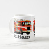 子供の名前をカスタムするの普通消防車 コーヒーマグカップ (正面左)