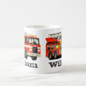 子供の名前をカスタムするの普通消防車 コーヒーマグカップ (中央)