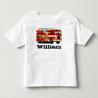 子供の名前をカスタムするの普通消防車 トドラーTシャツ