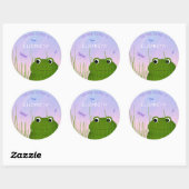 子供の名前を付けたカエルの覗き込みブックラベル ラウンドシール (シート)