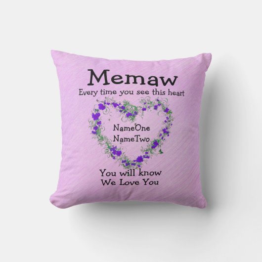 子供の名前を変更するミュー – 参照ハート愛 クッション (正面)