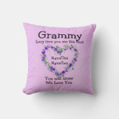 子供の名前を変更グラミー参照ハートあなたを愛 クッション (正面)