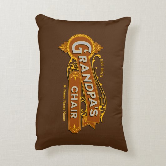 子供の名前を追加する日付おじいちゃんの椅子 – おじいちゃん アクセントクッション (裏面(縦))