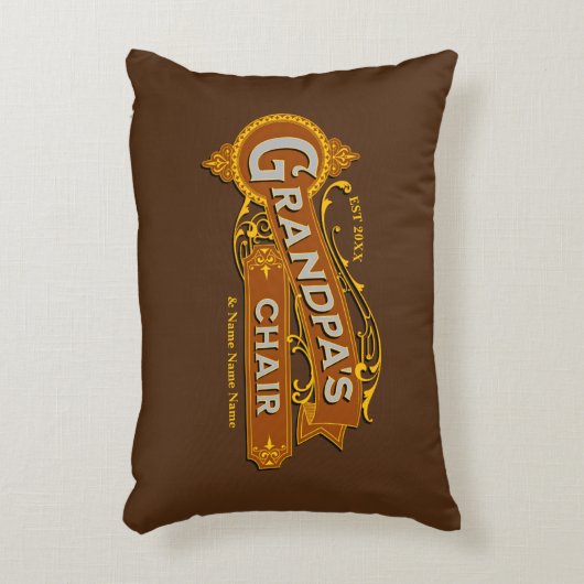 子供の名前を追加する日付おじいちゃんの椅子 – おじいちゃん アクセントクッション (正面(垂直))