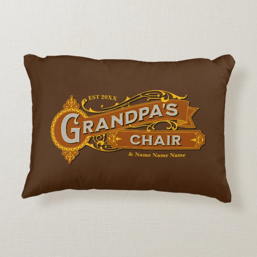 子供の名前を追加する日付おじいちゃんの椅子 – おじいちゃん アクセントクッション (裏面)