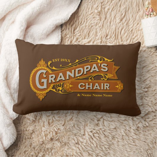 子供の名前を追加する日付おじいちゃんの椅子 – おじいちゃん ランバークッション (ブランケット)