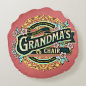 子供の名前を追加する日付おばあちゃんの椅子 – 祖母T ラウンドクッション (裏面)