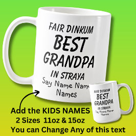 子供の名前を追加 – Fair Dinkum BESTGRANDPA Straya コーヒーマグカップ