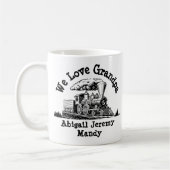 子供の名前を追加 – We Love Grandpa Steam Engine コーヒーマグカップ (左)