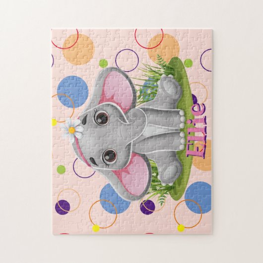 子供の名前エレファントパズル学の活動 ジグソーパズル (縦)