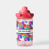 子供の名前カラフルアート花 ウォーターボトル (背面)