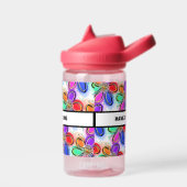 子供の名前カラフルアート花 ウォーターボトル (左面)