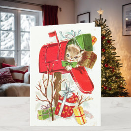 子供の名前クリスマス子猫&パピパーソナライズ シーズンカード