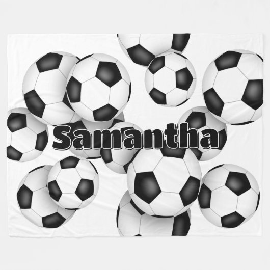 子供の名前サッカーボール競技用のデッキのクラスタ フリースブランケット (正面(横))