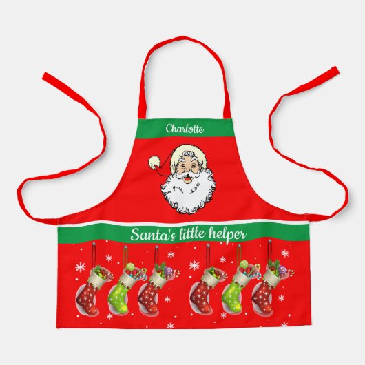 子供の名前サンタヘルパーベーキングとマママエプロン エプロン (正面)