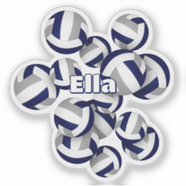 子供の名前ネイビーブルーグレーチームカラーバレーボール シール