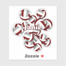 子供の名前マルーン灰色チームカラーバレーボール シール