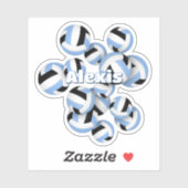 子供の名前ライトブルーブラックチームカラーバレーボール シール (シート)