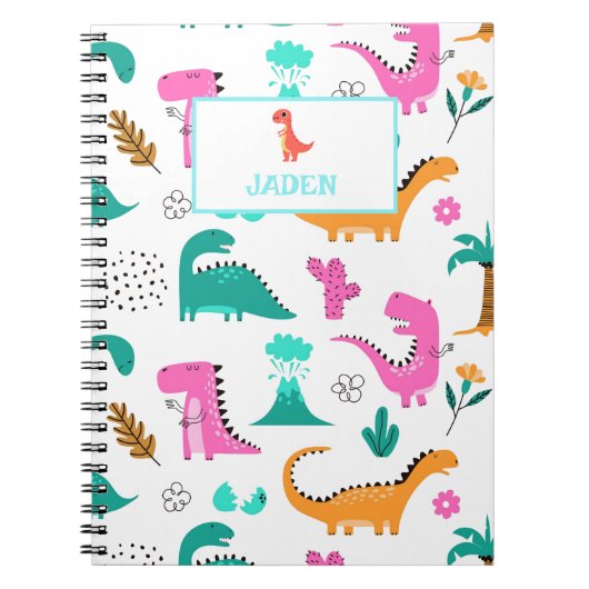 子供の名前リュックサック 恐竜 学校にバック ノートブック (正面)