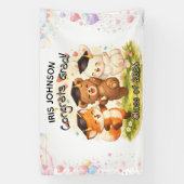 子供の名前入りかわいい森の卒業バナー 横断幕 (縦)