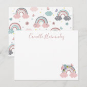 子供の名前入りの虹のメモカード ノートカード (正面/裏面)