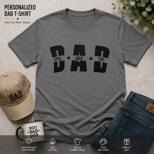 子供の名前入りオーダーメイドパパシャツ Tシャツ