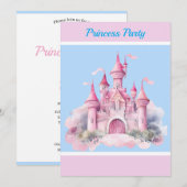 子供の名前入りプリンセスパーティ招待状 招待状 (正面/裏面)