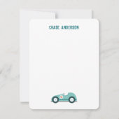 子供の名前入りレーシングカーノートカード（男の子用） ノートカード (正面)